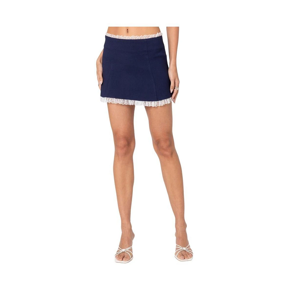 Edikted Women's Marlowe Lace Trim Mini Skirt