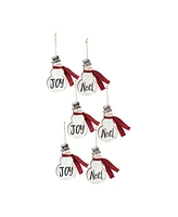 Slickblue Metal Snowman Sentiment Ornament With Scarf (Set of 6)