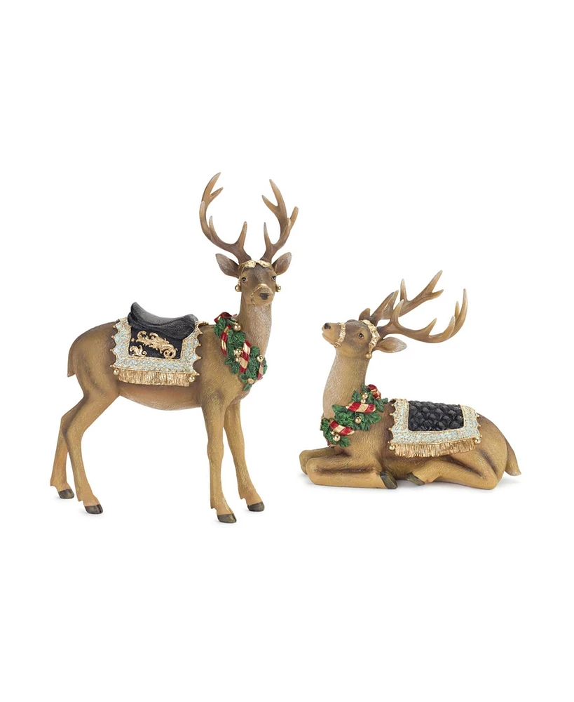 Slickblue Holiday Deer Figurine With Gold Accents (Set of 2)