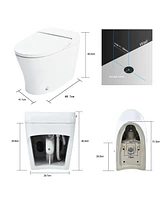 Mondawe 1/1.28 Gpf Heated Seat Tankless Smart Toilet with Foot Sensor Flush and White Night Light