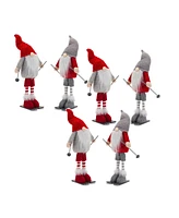 Slickblue Plush Standing Gnome Skier (Set of 6)