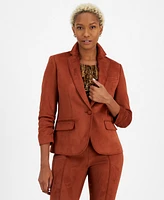 Bar Iii Women's Scuba Faux Suede One-Button Blazer, Created for Macy's