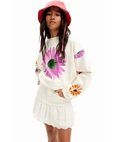 Desigual Girls's Oversize daisy sweatshirt