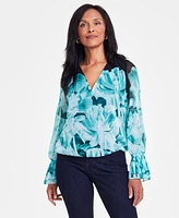 I.n.c. International Concepts Women's Ruffle Surplice Blouse, Created for Macy's