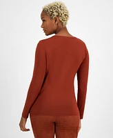 Bar Iii Women's Asymmetric-Neck Long-Sleeve Top, Created for Macy's