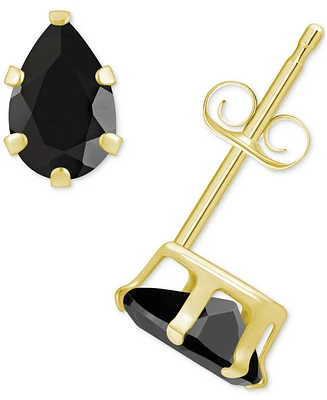 Onyx Pear Solitaire Six Prong Stud Earrings 14k Gold