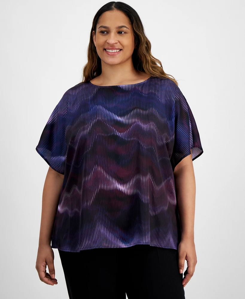 Anne Klein Plus Chain-Print Dolman-Sleeve Top