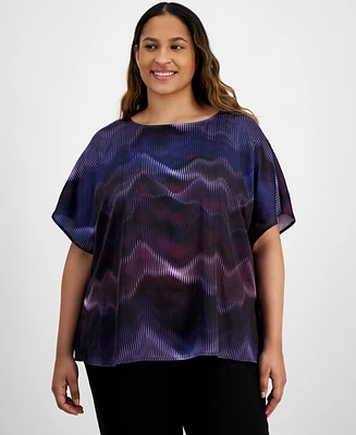 Anne Klein Plus Chain-Print Dolman-Sleeve Top