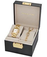 Michael Kors Women's Emery Three-Hand Gold-Tone Stainless Steel Watch, Earrings and Bracelet Gift Set 27mm - Gold