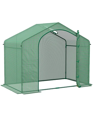 Outsunny Portable Walk-in house with Pe Cover, Zipper Door, Top Vent,