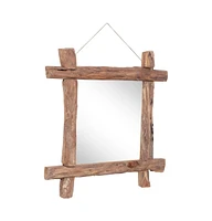 vidaXL Log Mirror Natural 27.6"x27.6" Solid Reclaimed Wood