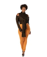 Dai Moda Women's Fig Turtleneck Crop Sweater