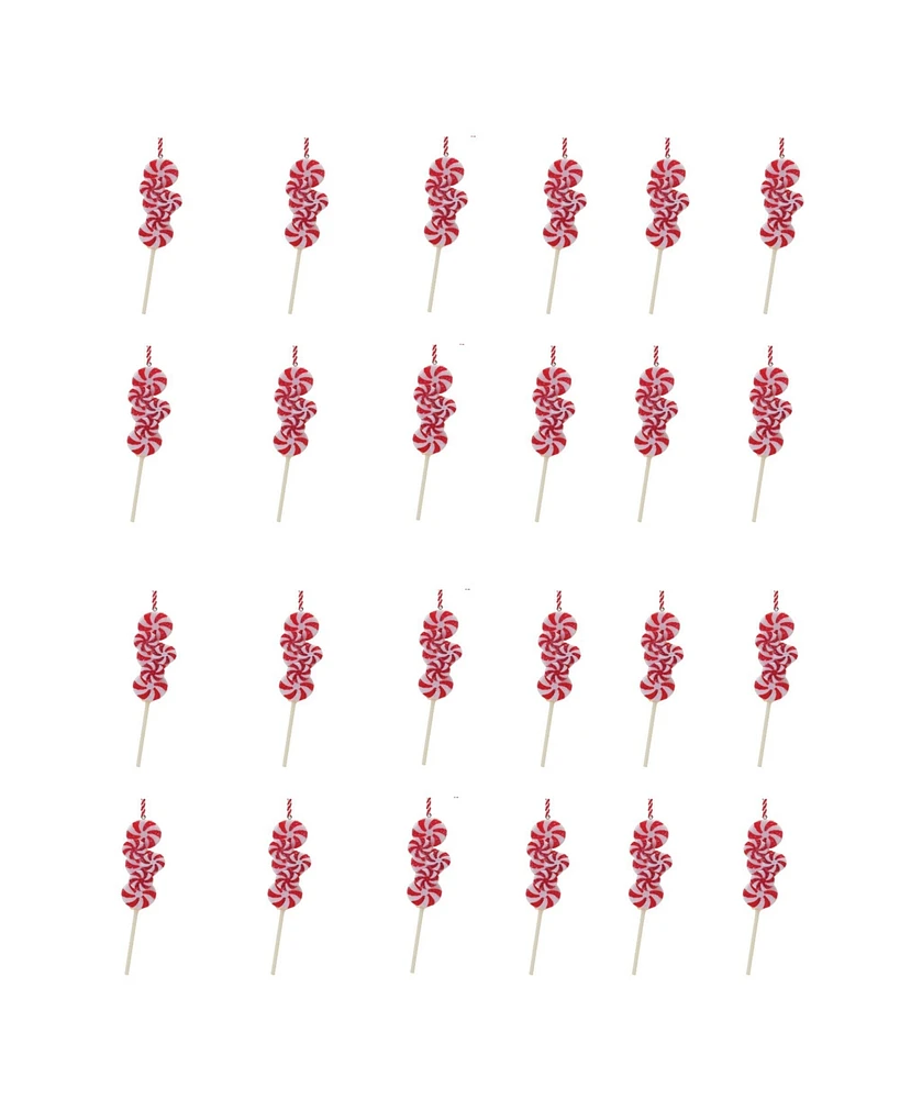 Slickblue Peppermint Candle Drop Ornament (Set of 24)