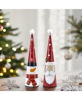 Slickblue Santa and Snowman Cone Decorations: Set of 2 Festive Holiday Figures