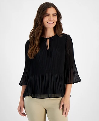 Jm Collection Women's Pleated Chiffon Flutter-Sleeve Top, Xs-4X, Created for Macy's