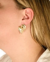 Sterling Forever Silver-Tone or Gold-Tone Statement Beating Heart Studs