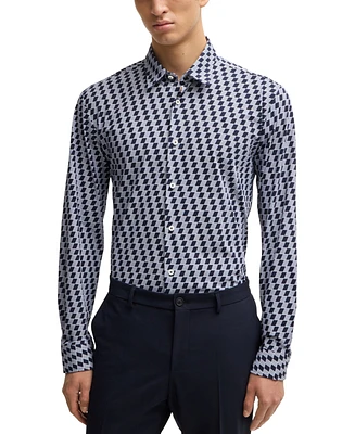 Boss by Hugo Men's Printed Slim-Fit Dress Shirt