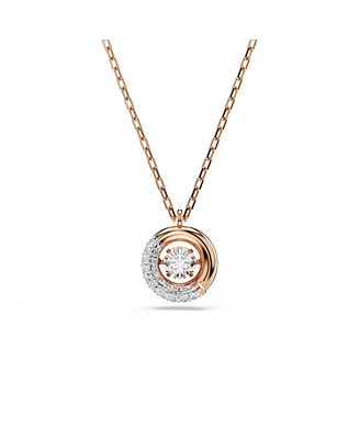 Swarovski Dextera Pendant, Round Cut, White, Rose Gold-Tone Plated Necklace