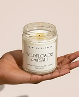 Sweet Water Decor Wildflowers and Salt Soy Candle Clear Jar, 9 oz