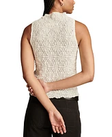 Lucky Brand Women's Textured-Lace High-Neck Tank Top