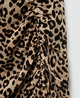 Mango Women's Leopard Gathered Skirt