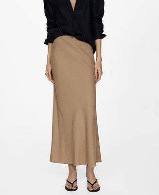 Mango Women's Long Linen Skirt