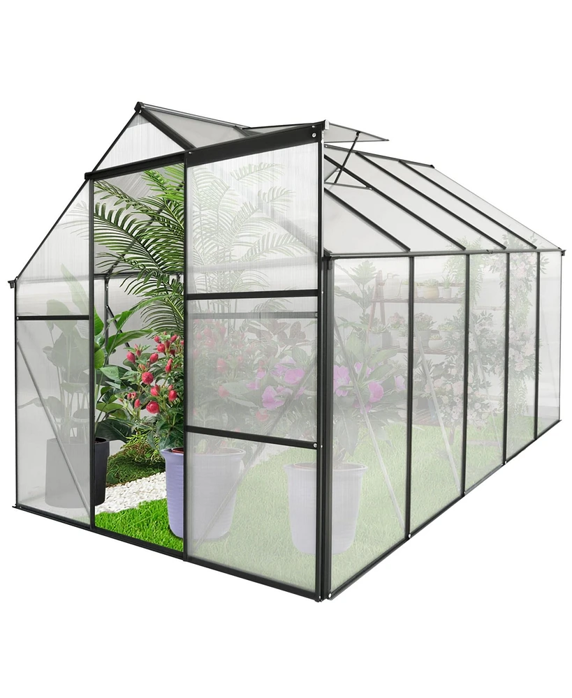 Mondawe 6x10 Ft Polycarbonate Greenhouse Raised Base and Anchor Aluminum Heavy