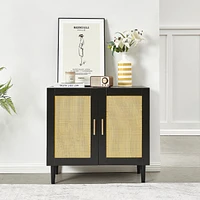 Streamdale Furniture Modern Sideboard Cabinet with Unique Rattan Doors