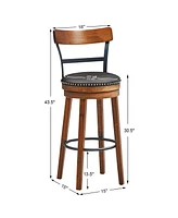 30.5 Inch 360-Degree Bar Swivel Stools with Leather Padded