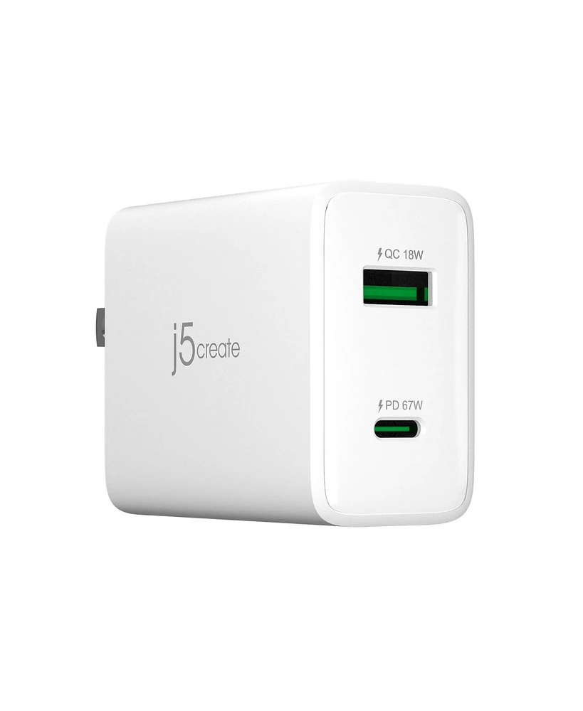 j5create 67W GaN Usb-c 2-Port Charger, JUP2367