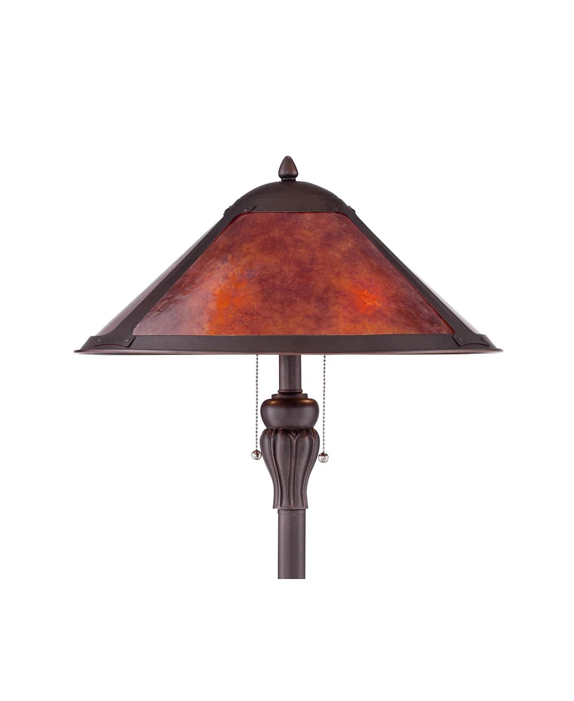 Regency Hill Capistrano Mission Farmhouse Traditional Standing Floor Lamp 57.5" Tall Rustic Bronze Metal Brown Red Natural Mica Empire Shade for Livin