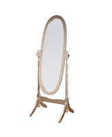 Traditional Queen Anna Style Wood Floor Cheval Mirror, Gold Finish