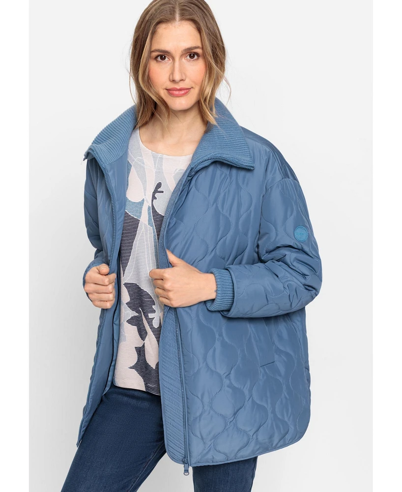 Olsen Women's Quilted High Collar Car Coat