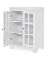 Slickblue Freestanding Display Storage Cabinet with 2 Glass Doors and Adjustable Shelves