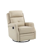 Hulala Home Beatriz 28.74" Wide Genuine Leather Swivel Rocker Recliner