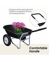 Costway 2 Tire Wheelbarrow Cart Heavy-duty Dolly Utility Cart