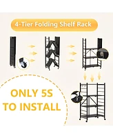 Sugift 4-Tier Foldable Storage Shelves, Metal Shelving Units, Storage Rack, Black