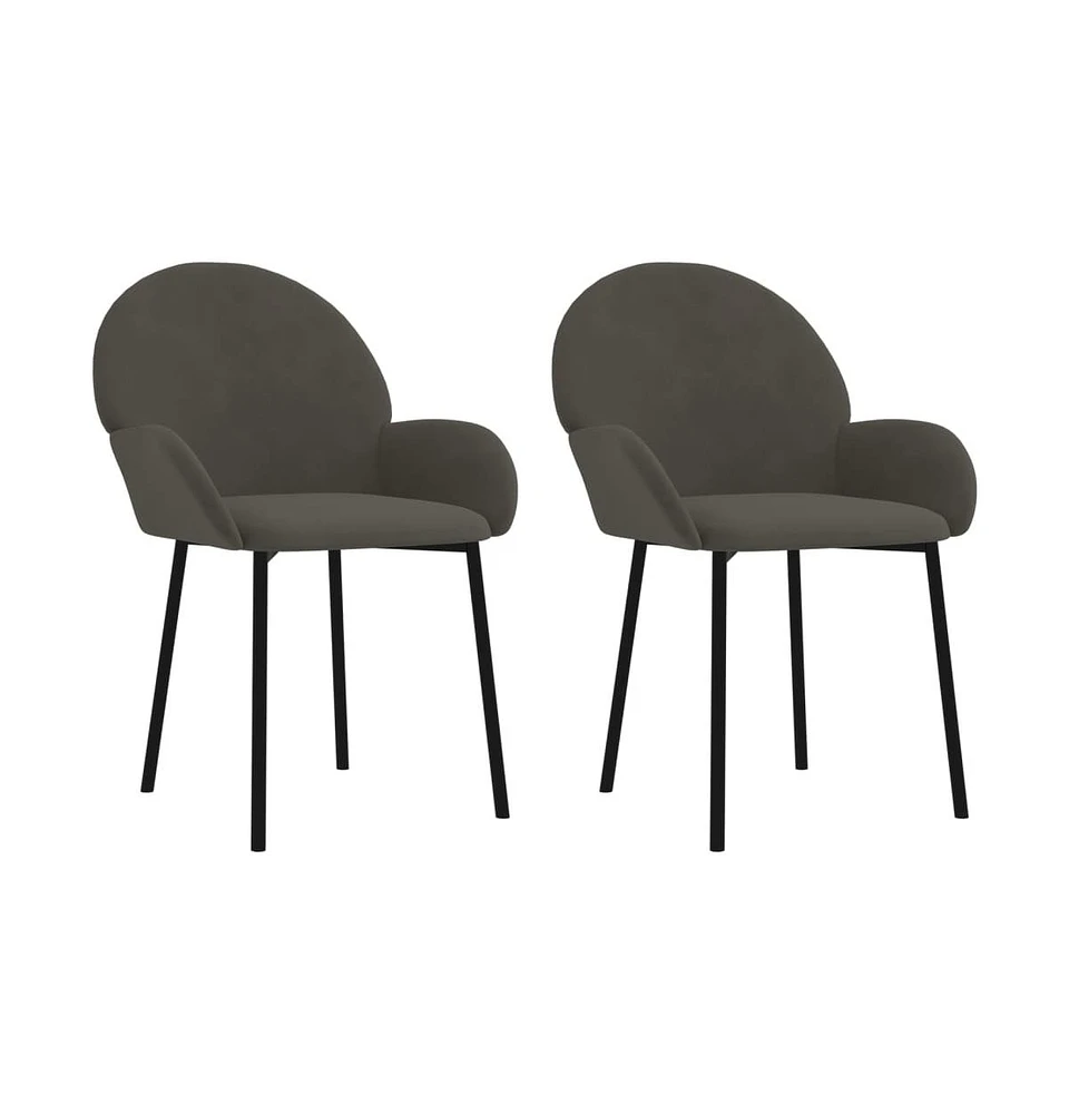 vidaXL Dining Chairs 2 pcs Dark Gray Velvet