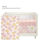 Lambs & Ivy Daisy Dreams 3-Piece Pink/White Baby Nursery Crib Bedding Set