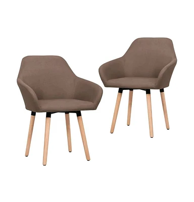 vidaXL Dining Chairs 2 pcs Brown Fabric