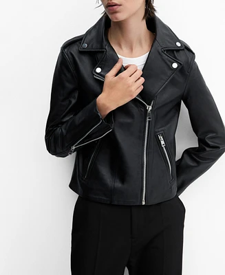 Mango Women's Leather Biker Jacket