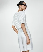 Mango Women's Belt Detail Straight Bermuda Shorts