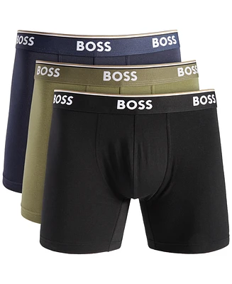 Boss by Hugo Boss Men's Power 3-Pk. Tipped Logo Waistband Boxer Briefs