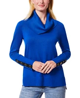 Melissa Paige Women's Contrast-Cuff Cowlneck Sweater