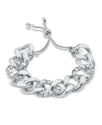 I.n.c. International Concepts Silver-Tone Crystal Link Slider Bracelet, Created for Macy's