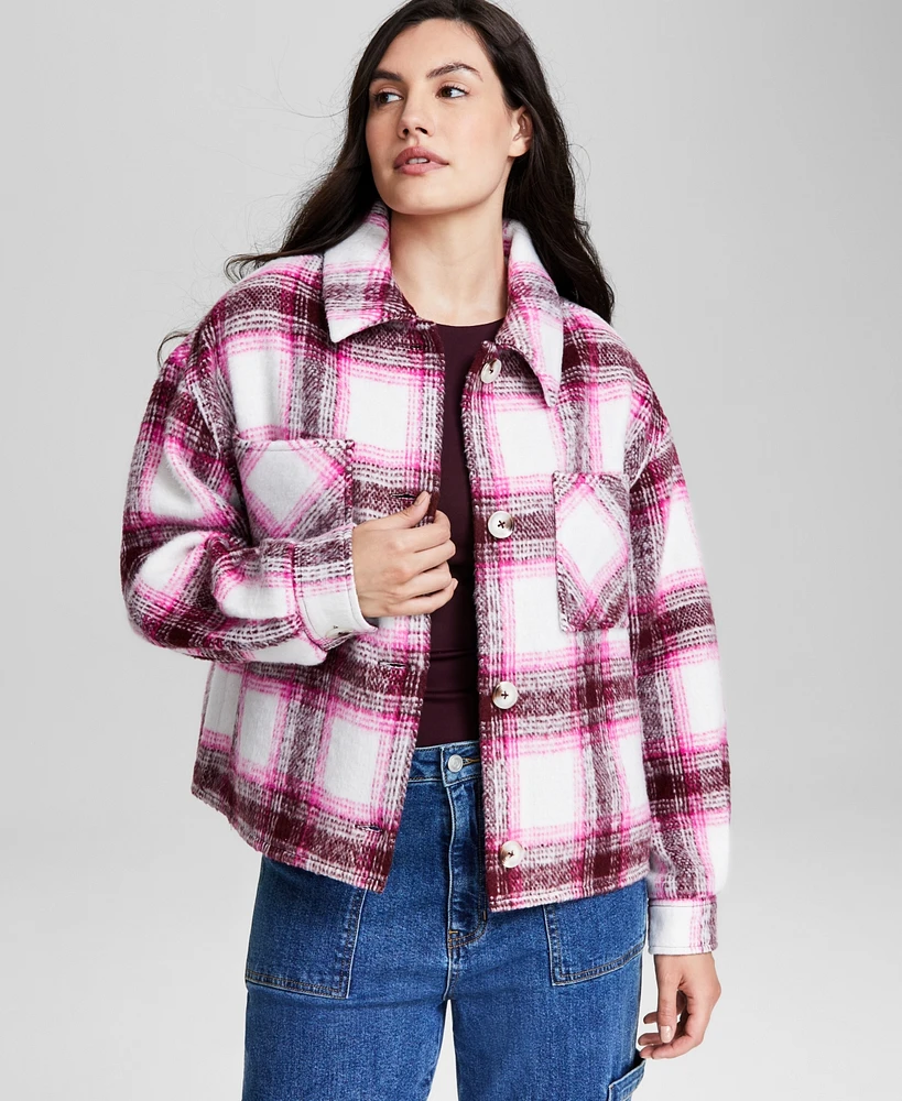 And Now This Women's Plaid Drop-Shoulder Jacket, Created for Macy's