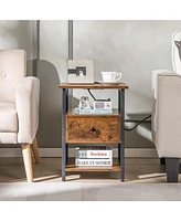 Sugift 3-Tier Nightstand with Charging Station and Drawer