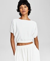 And Now This Women's Clip-Dot Scoop-Neck Crop Top, Created for Macy's