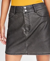 And Now This Women's Distressed Faux-Leather Mini Skirt, Created for Macy's