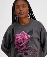 Rebellious One Juniors' Rose Graphic Sweatshirt